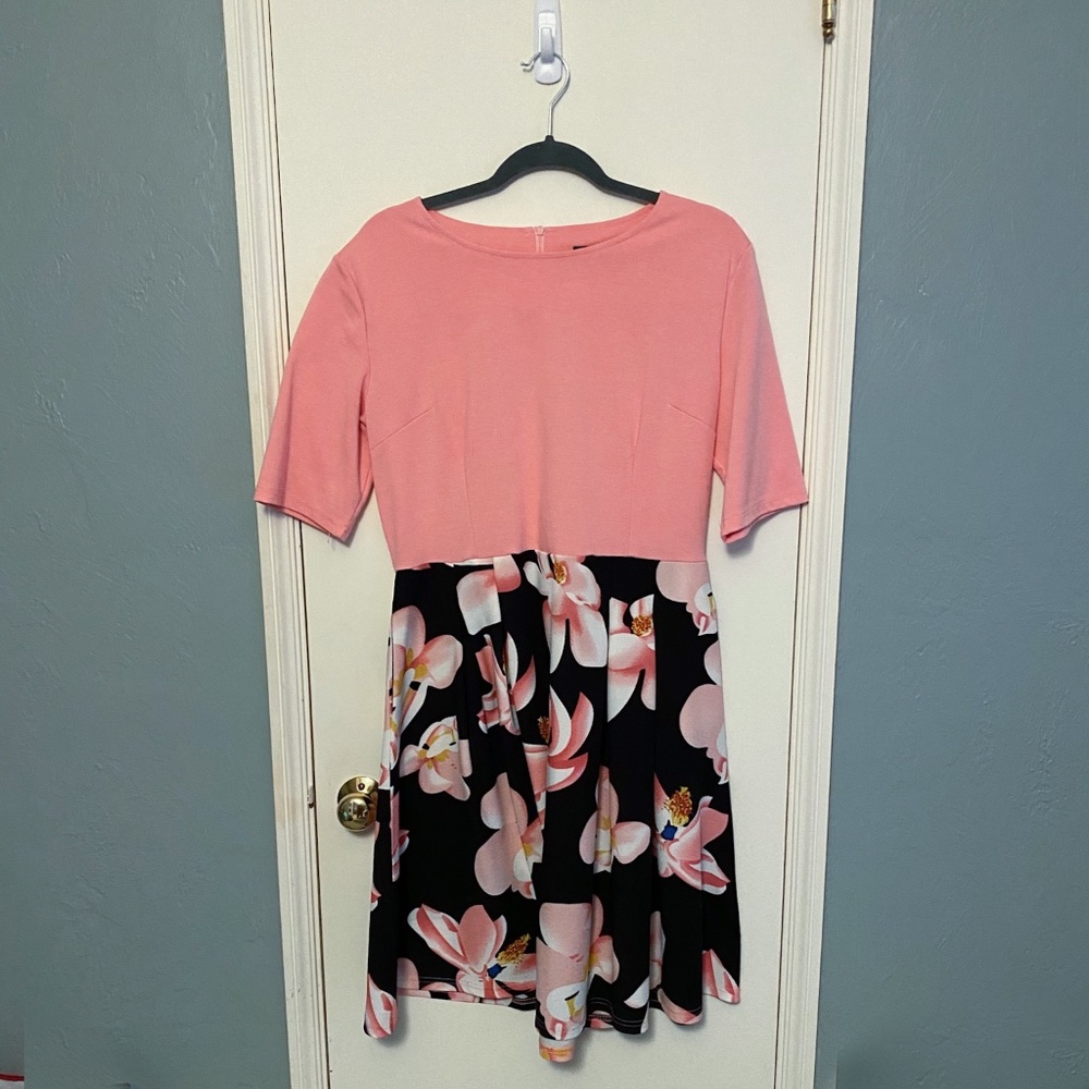 Pink and Black Flowered Dress